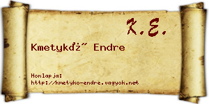 Kmetykó Endre névjegykártya